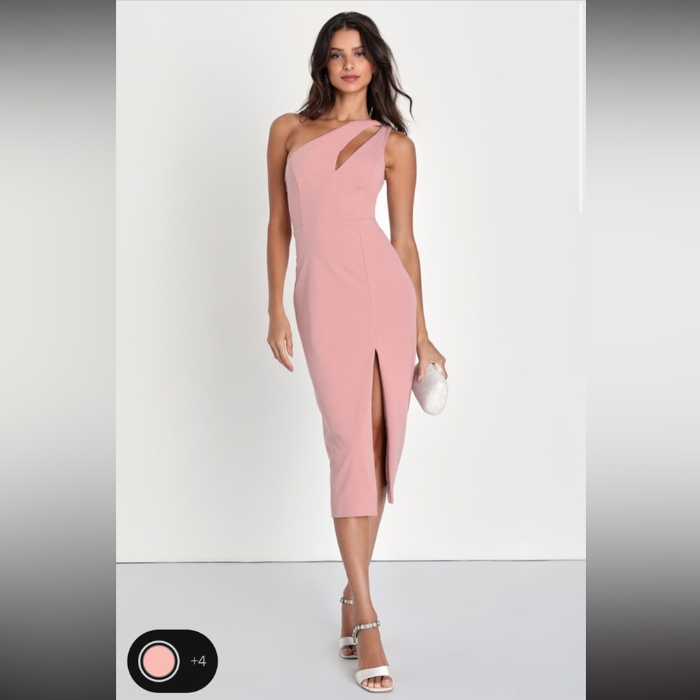 Lulus Size S soft pink formal dress. MIDI, one shoulder, a keynhole accent